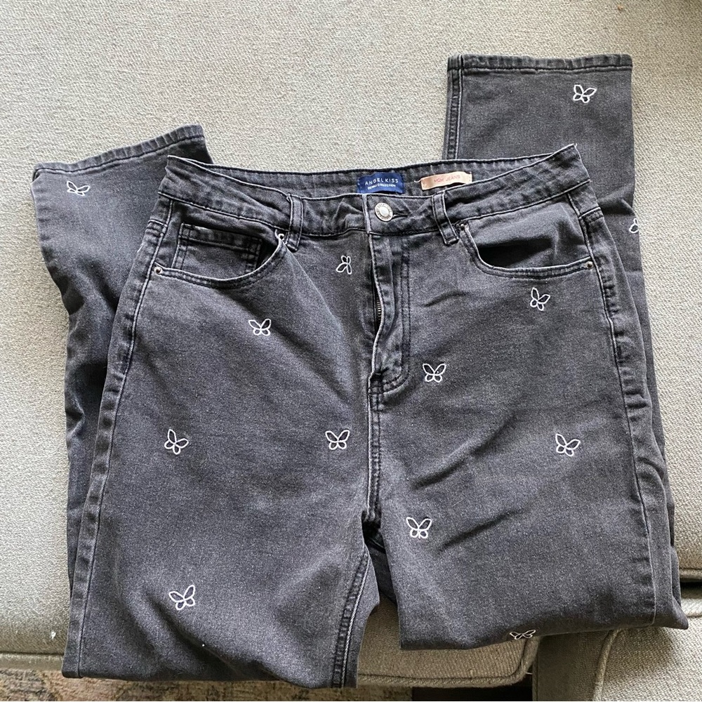 Angel Kiss Mom Jeans Butterfly
